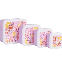 A Little Lovely Company Madkassesæt - 4 stk - Flower Garden