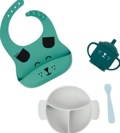 Babymoov Spisesæt - 4 Dele - Learn'isy - Grøn m. Print