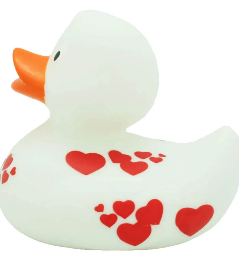 Badeand - Hvid m. Røde Hjerter