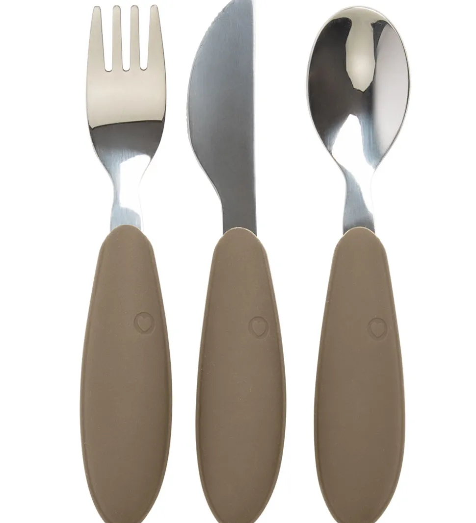 BIBS Børnebestik - 3-Pak - Dark Oak