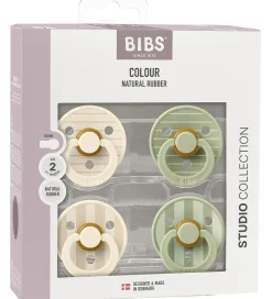 BIBS Colour Sutter - 4-pak - Str. 1 - Ivory/Vanilla/Sage