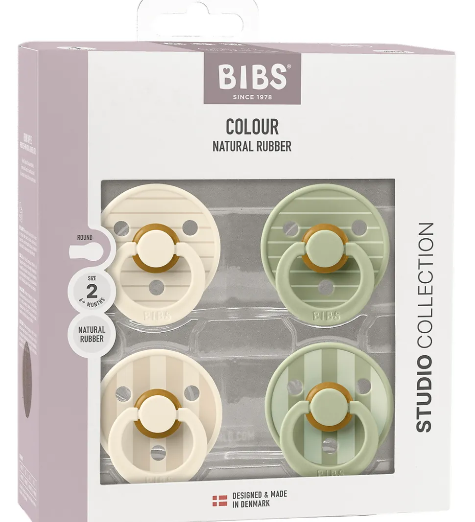 BIBS Colour Sutter - 4-pak - Str. 1 - Ivory/Vanilla/Sage