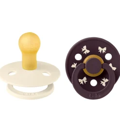 BIBS Colour Sutter - Str. 1 - 2-pak - Holiday Bow - Ivory/Plum