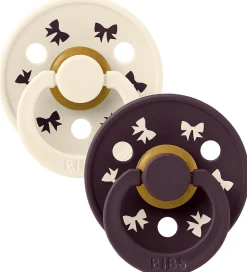 BIBS Colour Sutter - Str. 1 - 2-pak - Holiday Bow - Ivory/Plum