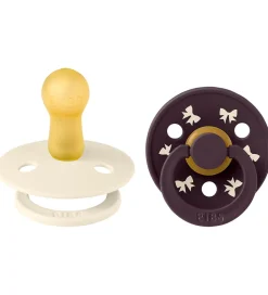 BIBS Colour Sutter - Str. 2 - Rund - 2-pak - Bow - Ivory/Plum