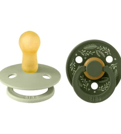 BIBS Colour Sutter - Str. 2 - Rund - 2-pak - Leaf - Sage/Hunter