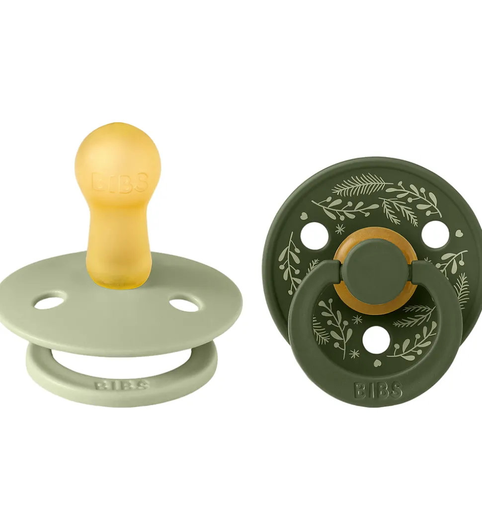 BIBS Colour Sutter - Str. 2 - Rund - 2-pak - Leaf - Sage/Hunter