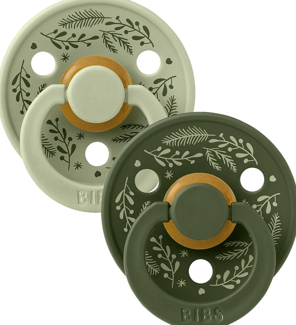 BIBS Colour Sutter - Str. 2 - Rund - 2-pak - Leaf - Sage/Hunter