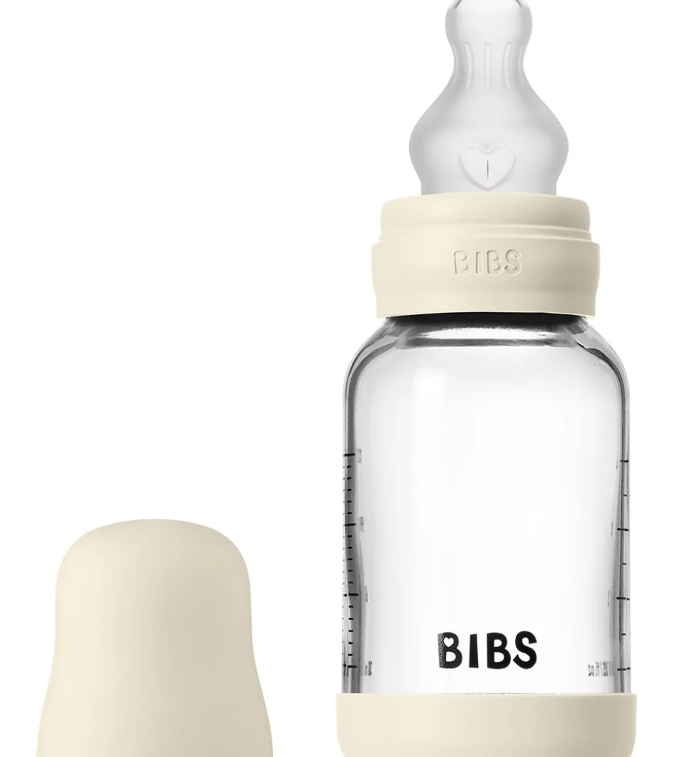 BIBS Sutteflaske - 120 ml - Glas/Silikone - Ivory