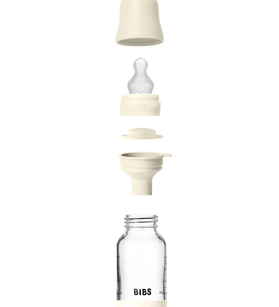 BIBS Sutteflaske - 120 ml - Glas/Silikone - Ivory