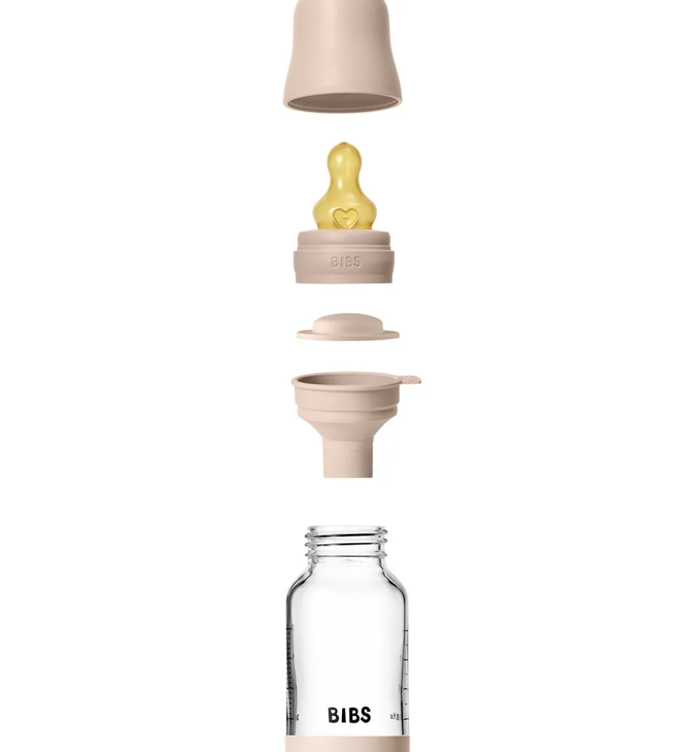 BIBS Sutteflaske - 120 ml - Glas/Naturgummi - Blush