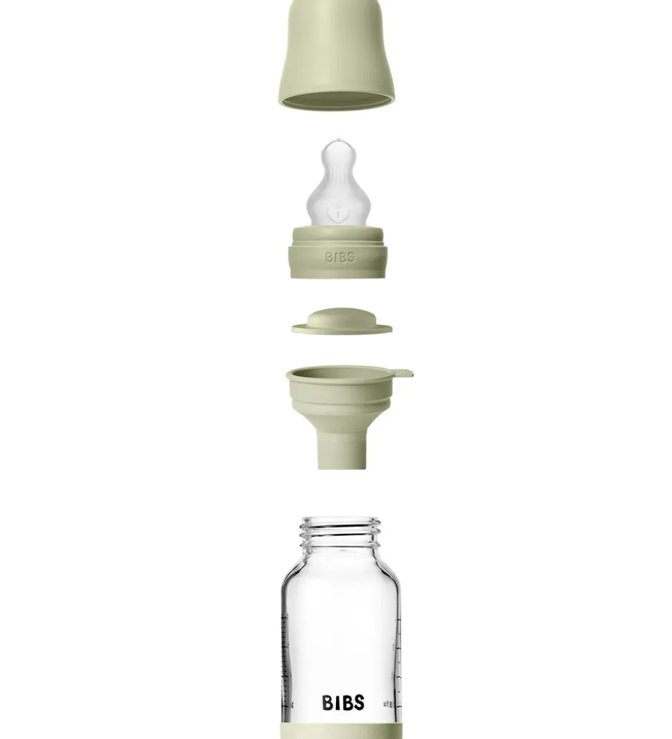 BIBS Sutteflaske - 120 ml - Glas/Silikone - Sage
