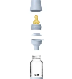 BIBS Sutteflaske - 120 ml - Glas/Naturgummi - Baby Blue