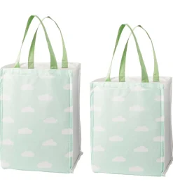 Bloomingville Opbevaringsposer - 2 stk - 30/40 cm - Hvid/Grøn m.