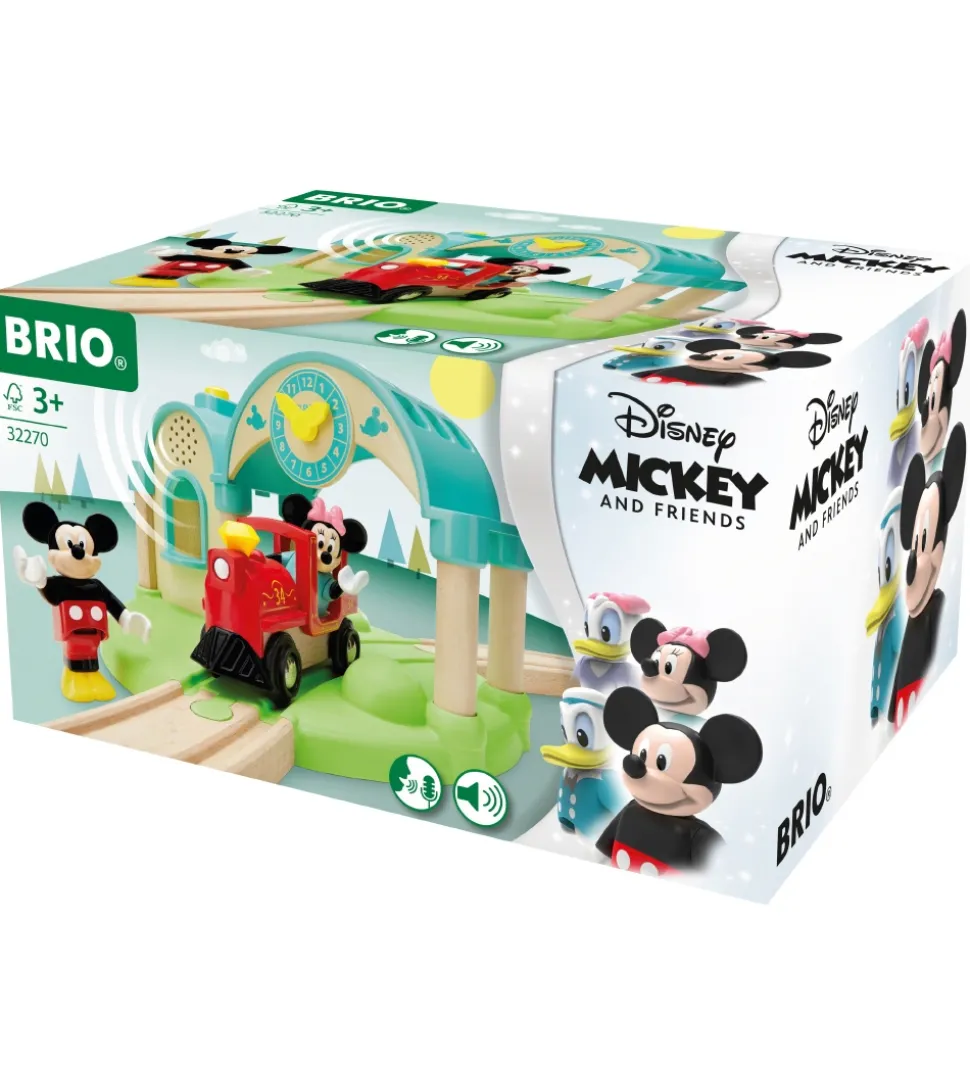 BRIO Togstation m. Mickey Mouse - 4 Dele - Lydoptager 32270