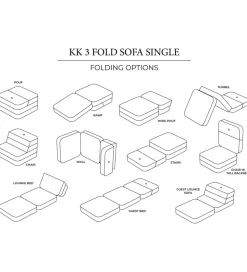 by KlipKlap Foldesofa - 3 Fold Single - 70 cm - Beige/Sand