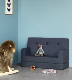 by KlipKlap Sofa - Kids Sofa - 100 cm - Dark Blue/Black