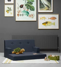 by KlipKlap Sofa - Kids Sofa - 100 cm - Dark Blue/Black