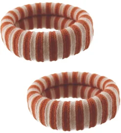 By Stær Hårelastikker - 3-pak - Ea - Stribet Brændt Orange/Råh