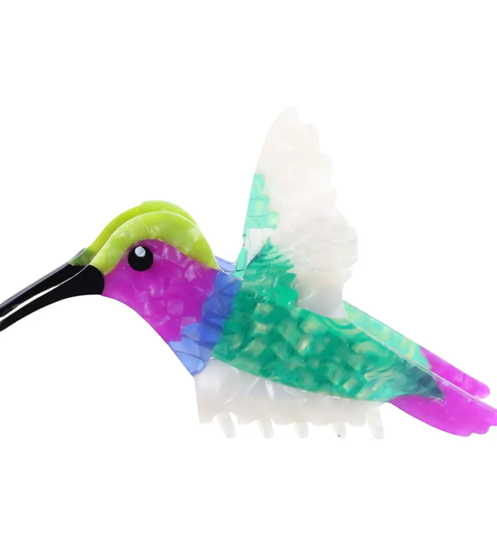 By Stær Hårklemme - Kolibri - 12x8 cm - Grøn/Lilla