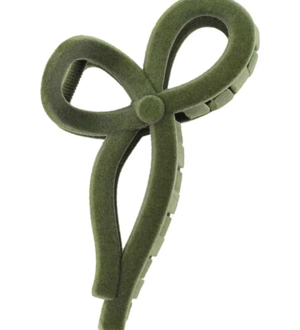 By Stær Hårklemme - Merina Velour - 13 cm - Stor - Støvet Grøn
