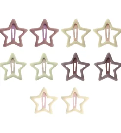 By Stær Hårspænder - 10-pak - Snap - Stjerne - Brun Mix