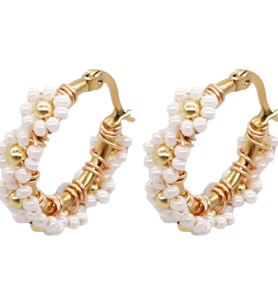 By Stær Øreringe - Marrit - Forgyldt/Hvid