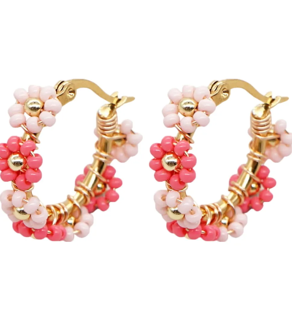 By Stær Øreringe - Marrit - Forgyldt/Rosa