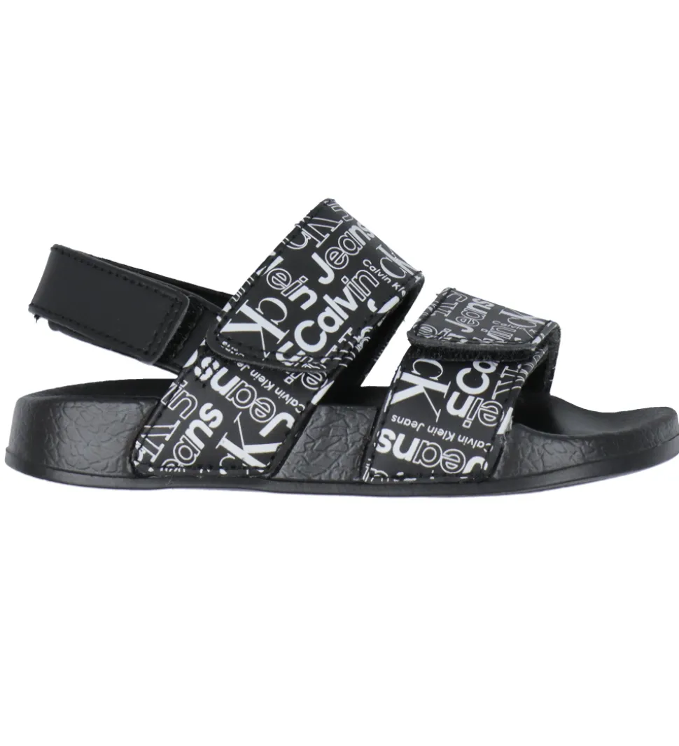 Calvin Klein Badesandaler - Velcro - Sort m. Hvid