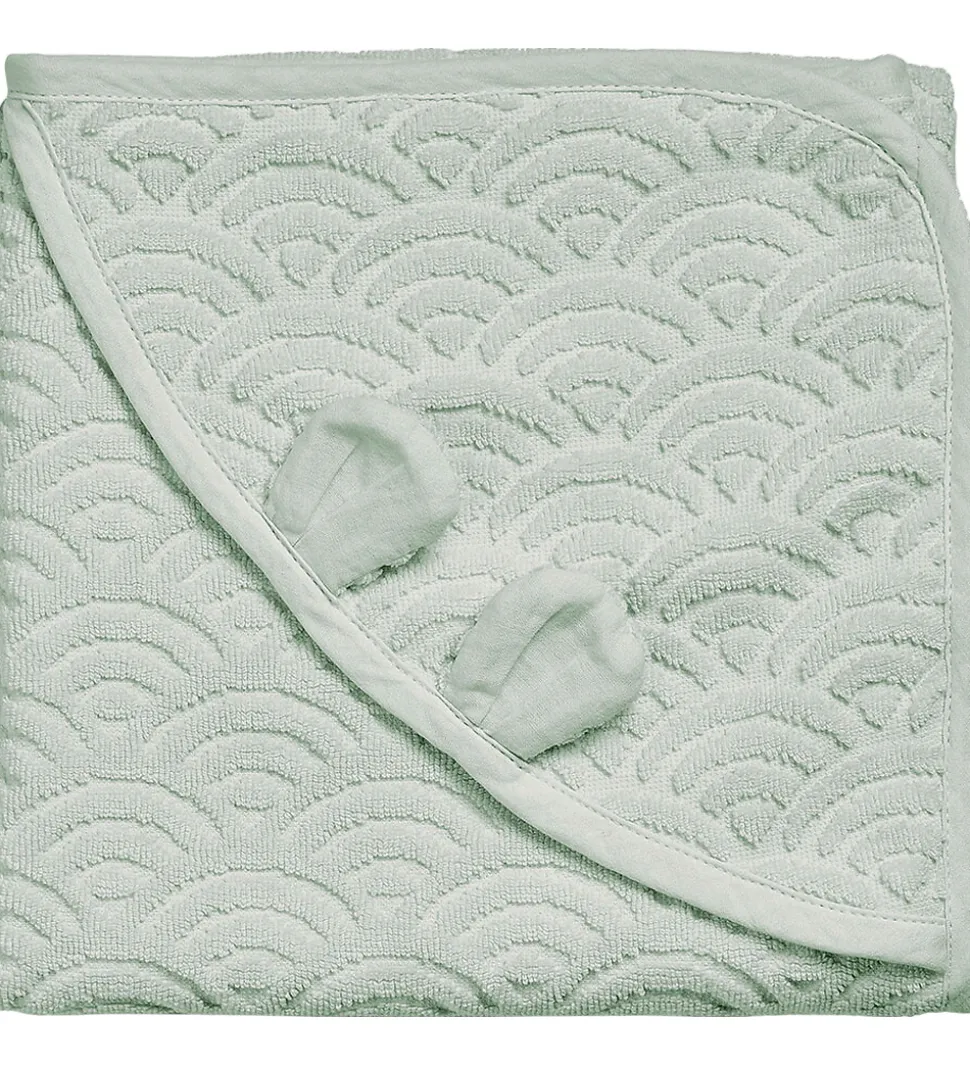 Cam Cam Babyhåndklæde - 80x80 cm - Dusty Green m. Ører