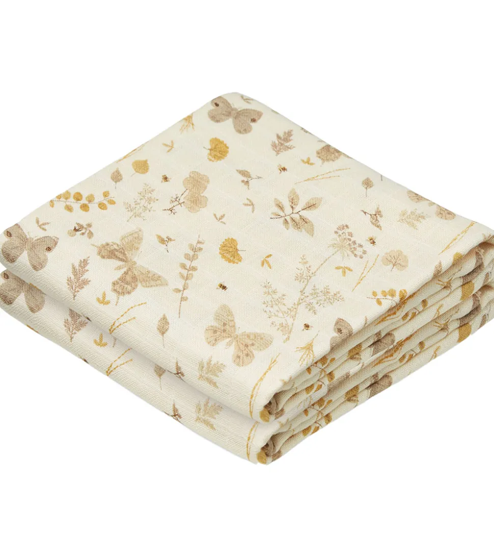 Cam Cam Babysvøb - 120x120 cm - Beige m. Blade/Sommerfugle