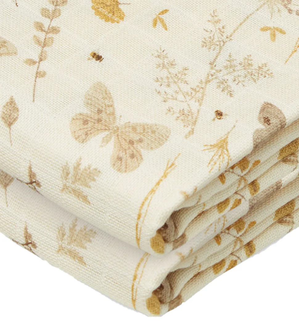 Cam Cam Babysvøb - 120x120 cm - Beige m. Blade/Sommerfugle