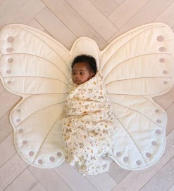 Cam Cam Babysvøb - 120x120 cm - Beige m. Blade/Sommerfugle