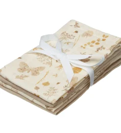 Cam Cam Vaskeklude - 4-pak - Latte/Beige m. Blade/Sommerfugle