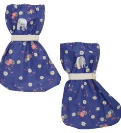 CeLaVi Overtrækssko m. Fleece - PU - Skipper Blue m. Blomster