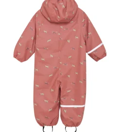 CeLaVi Regndragt m. Fleece - PU - Brick Dust m. Print