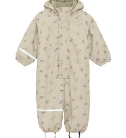 CeLaVi Regndragt m. Fleece - PU - White Pepper m. Print