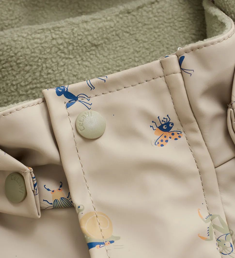 CeLaVi Regndragt m. Fleece - PU - White Pepper m. Print