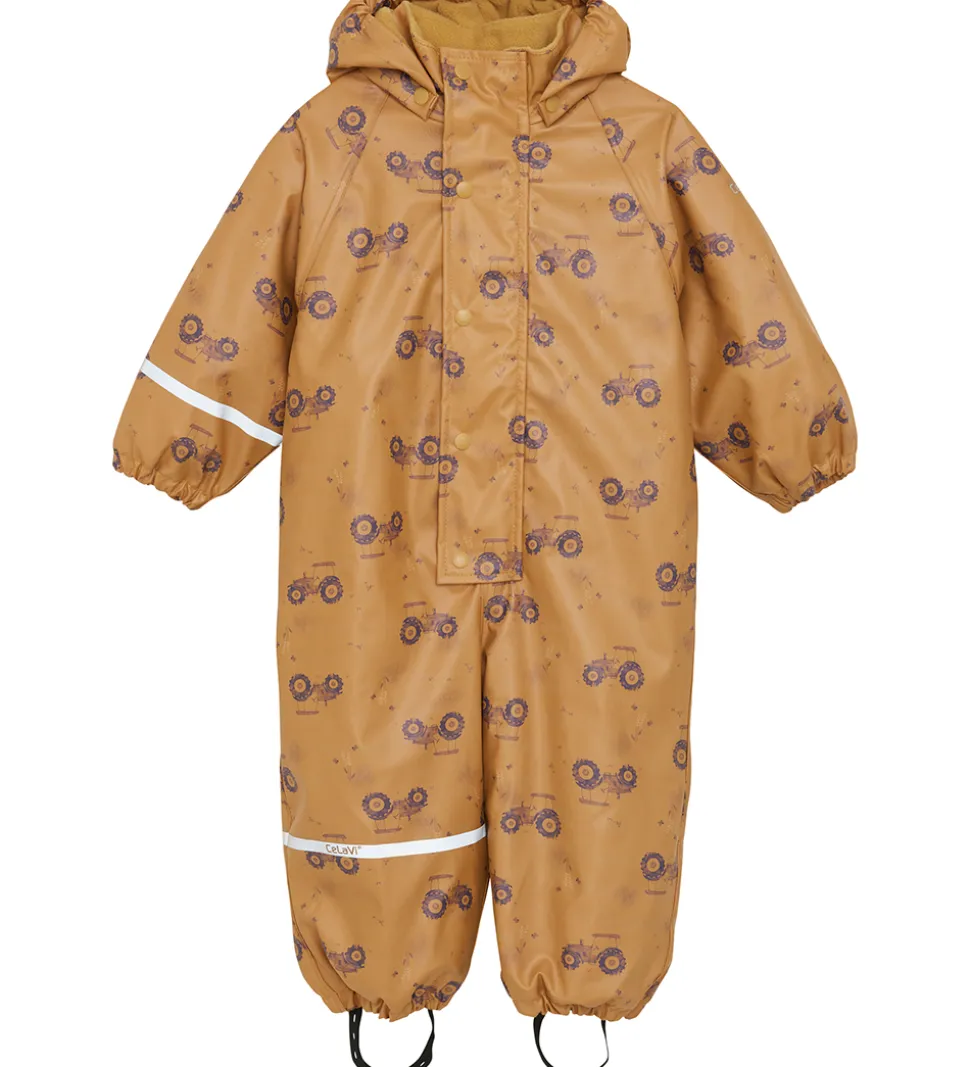 CeLaVi Regndragt m. Fleece - PU - Apple Cinnamon m. Print