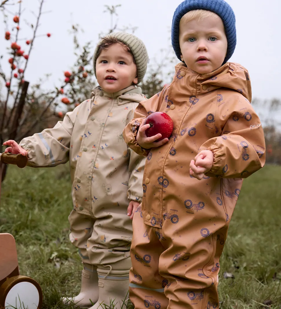 CeLaVi Regndragt m. Fleece - PU - Apple Cinnamon m. Print