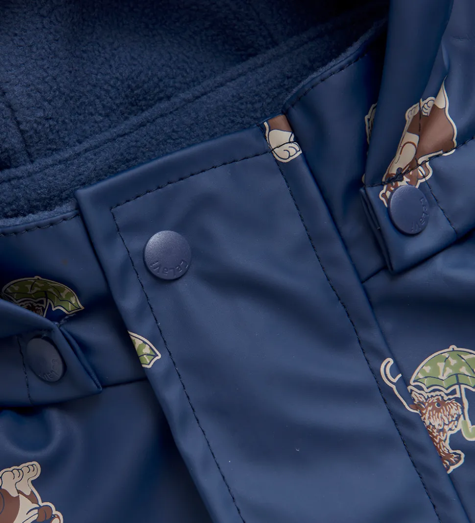 CeLaVi Regntøj m. Seler/Fleece - Recycle PU - Oceania m. Print