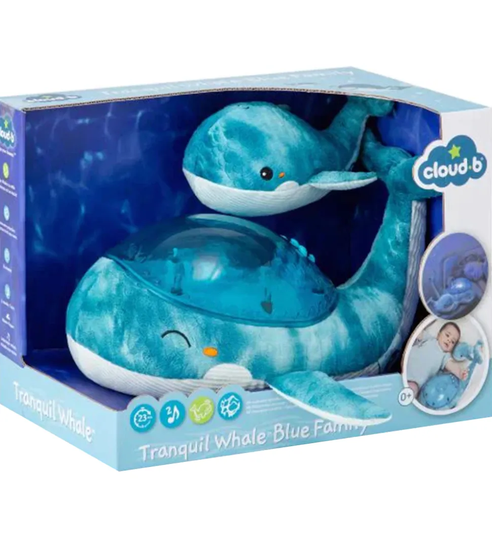 Cloud-B Natlampe m. Lyd - Tranquil Whale m. Unge - 30x28x13 cm -