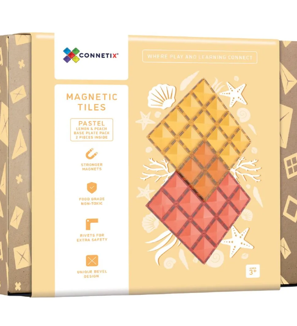 Connetix Magnetplader - 2-Dele - Lemon & Peach