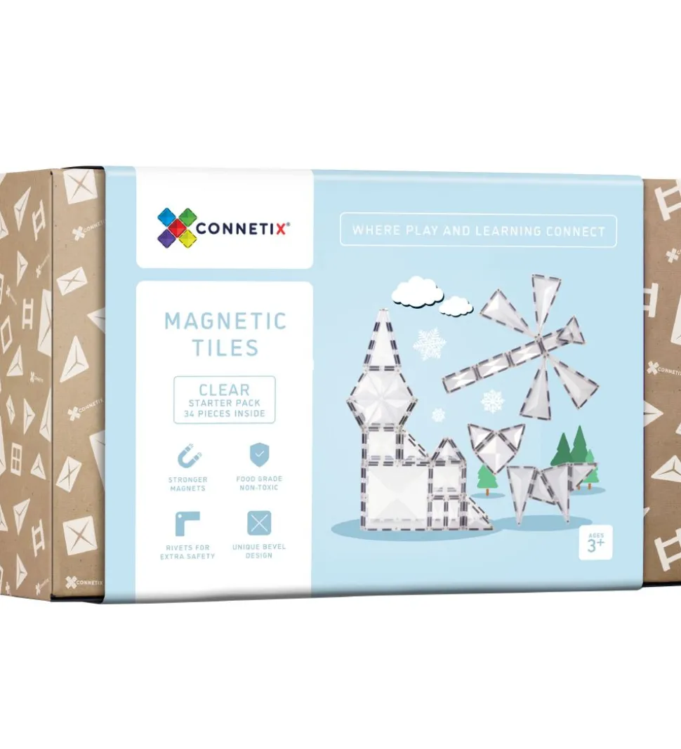 Connetix Magnetsæt - 34 Dele - Clear