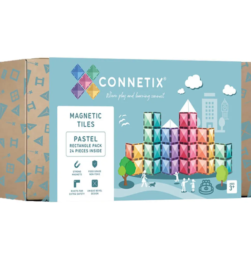 Connetix Magnetsæt - 24 Dele - Pastel Rectangle