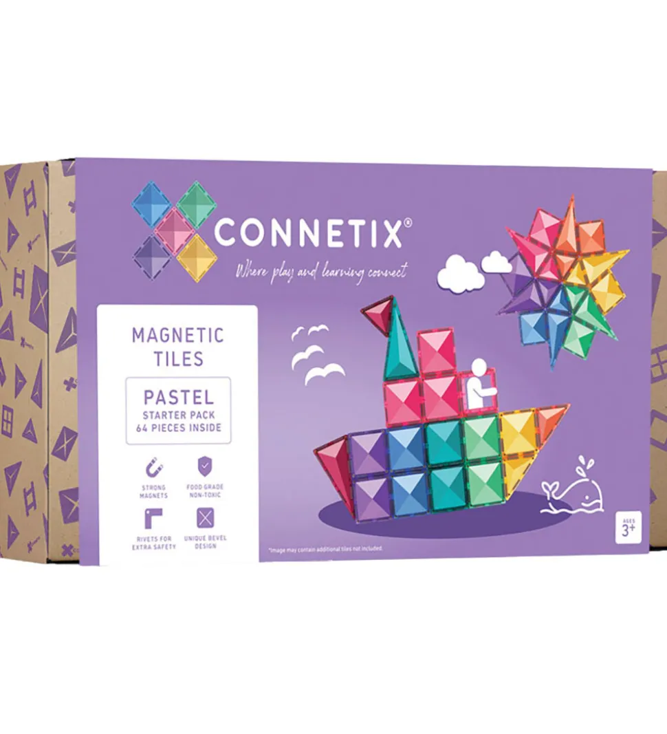 Connetix Magnetsæt - 64 Dele - Pastel Starter Pack