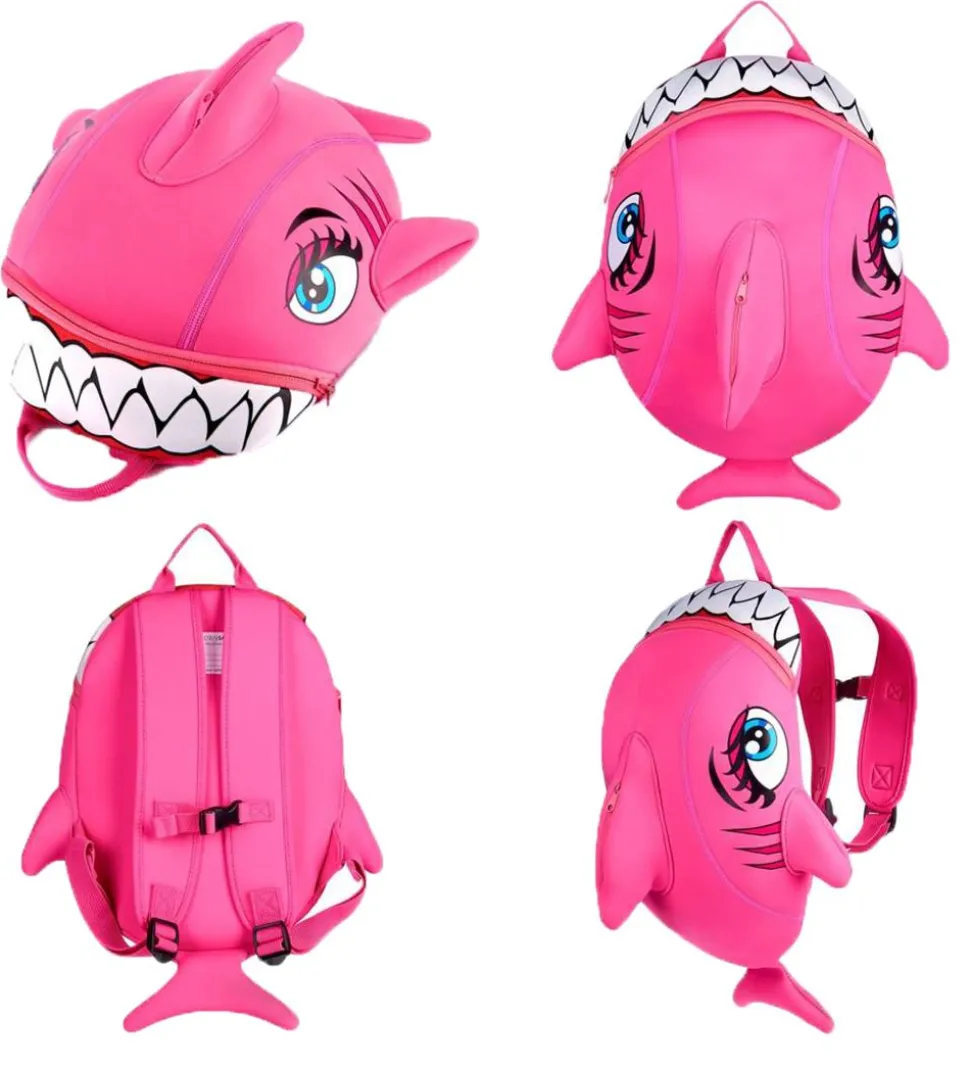 Crazy Safety Børnehavetaske - Shark - Pink