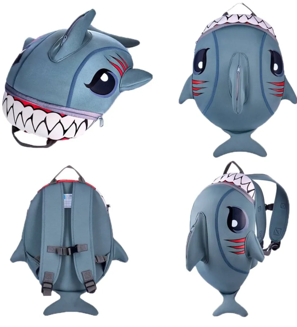 Crazy Safety Børnehavetaske - Shark - Grå