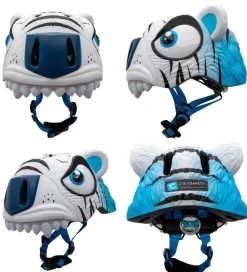 Crazy Safety Cykelhjelm m. Lys - Tiger - Hvid