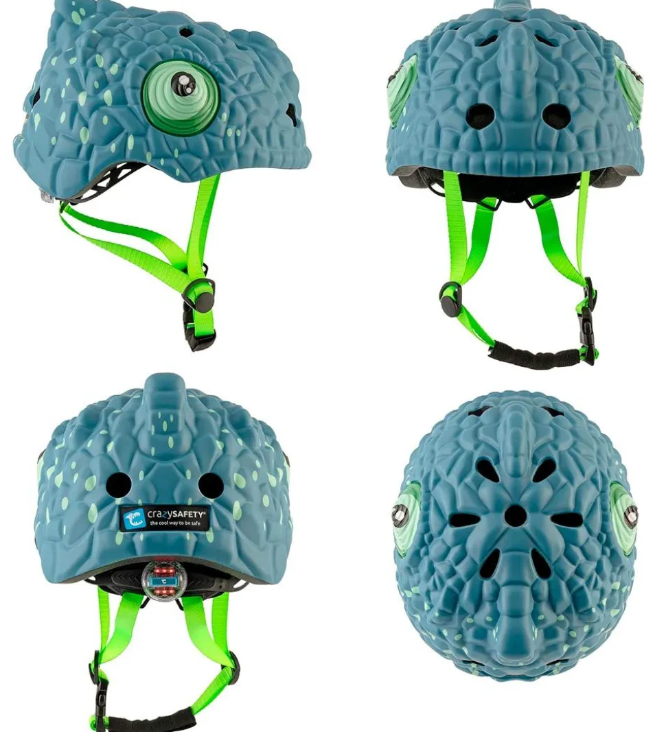 Crazy Safety Cykelhjelm m. Lys - Kamæleon - Mørkeblå